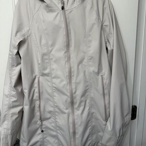 lululemon athletica light gray hooded trench coat